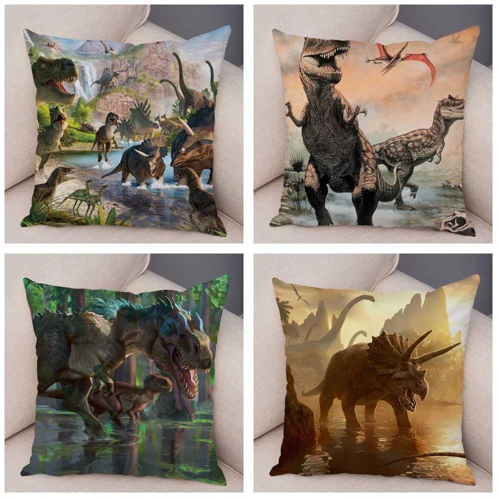 Jurassic Dinosaur throw pillow cover with short plush print living room sofa decoration cushion cover pillow covers decorative G251124