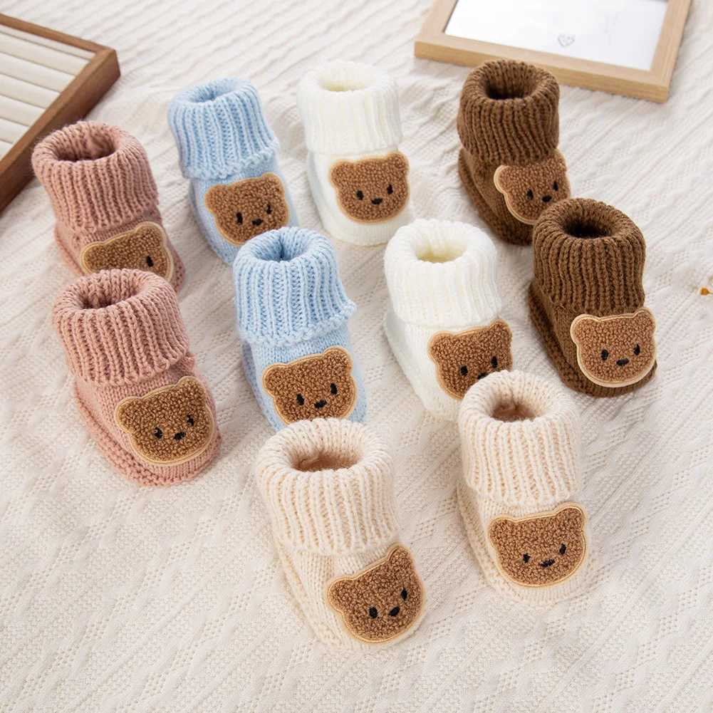 0-12M Cute Bear Infant Baby Socks Footwear Fall Winter Knitted Birthday Gifts Photo Props Boutique Ankle Sock Toddler Stockings G251124
