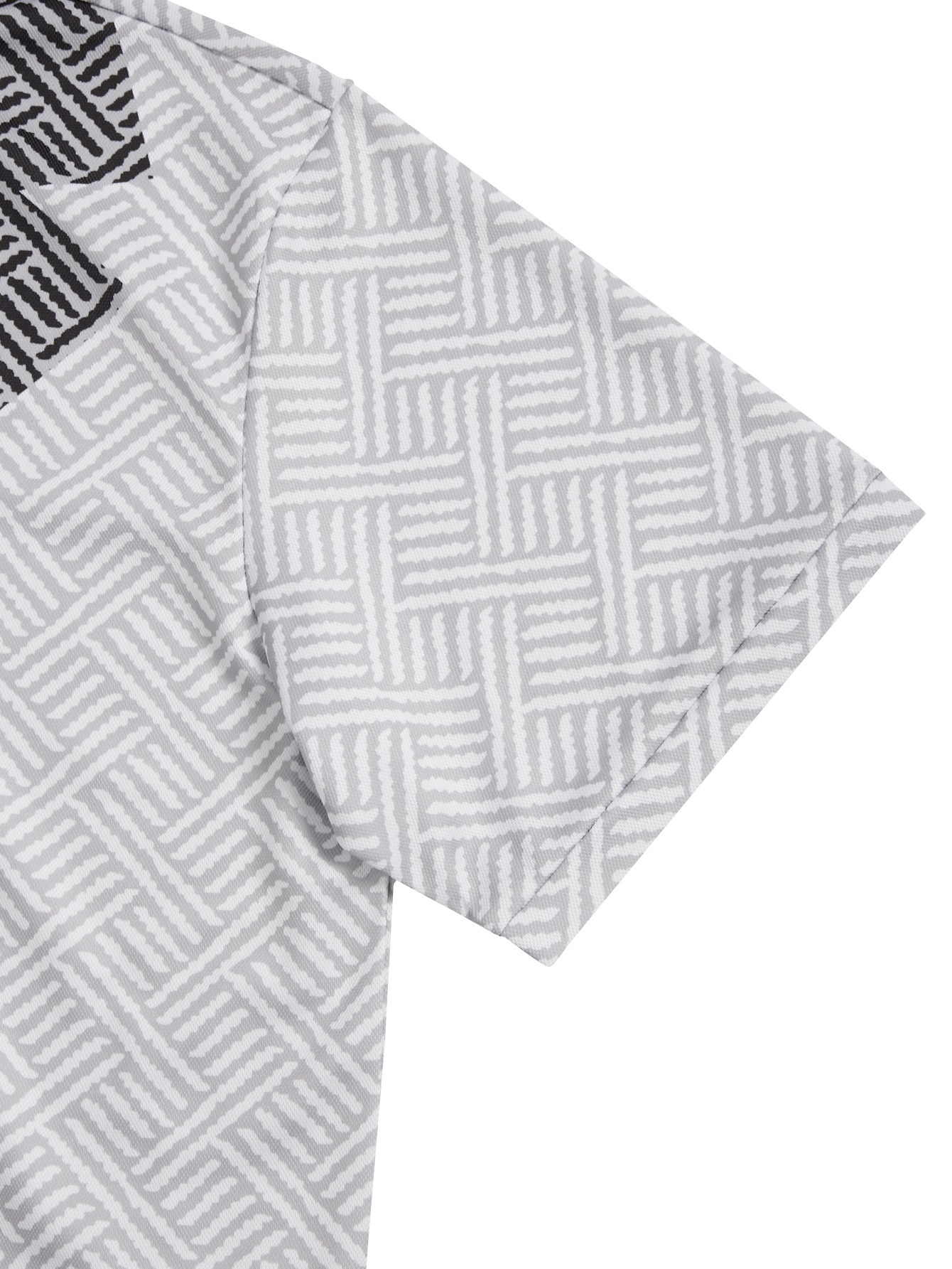 Men's Tropical Printed Casual Set - Black Short Sleeve Zipper Shirt and White Pocket Shorts, Polyester, Machine Washable