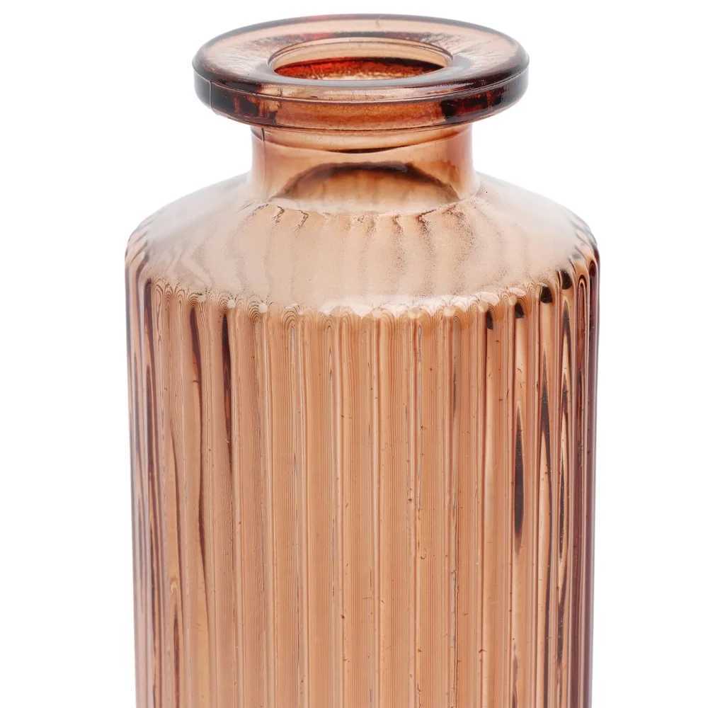 2 Pack Mini Ribbed Translucent Glass Tabletop Vase 52 Inch Indoor Floral Display Decorative Accent Home Decor C251124