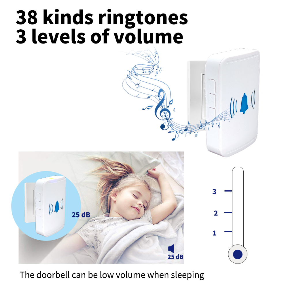 Door bell Wireless DoorBell EU plug doorbell 300M range 38 chime Door Bell residential doorbell