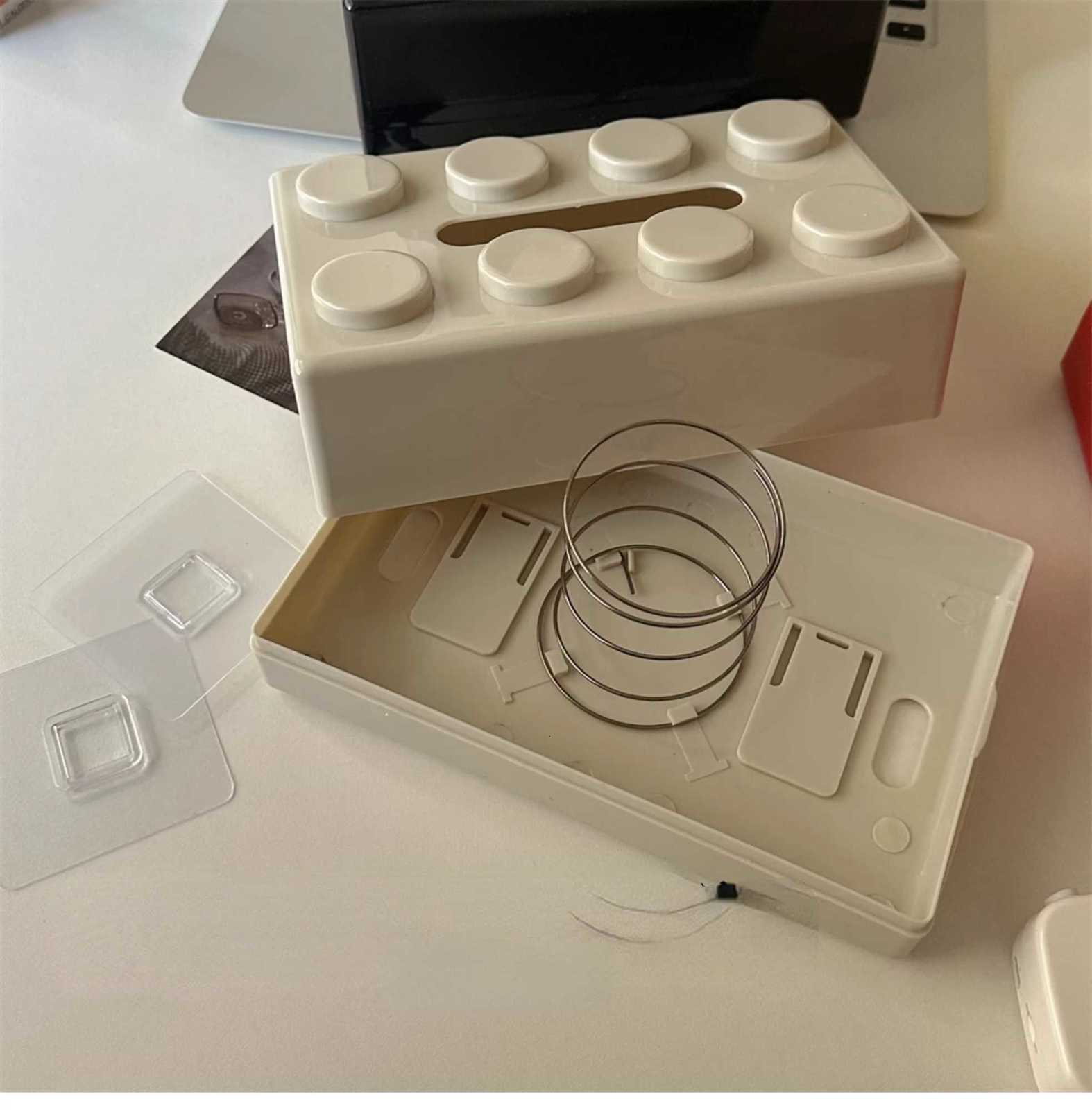 Cute Colored Tissue Box Building Block Desktop Coffee Table Tissue Storage Box Paper Drawer Large Capacity Bedroom DecorationM251124