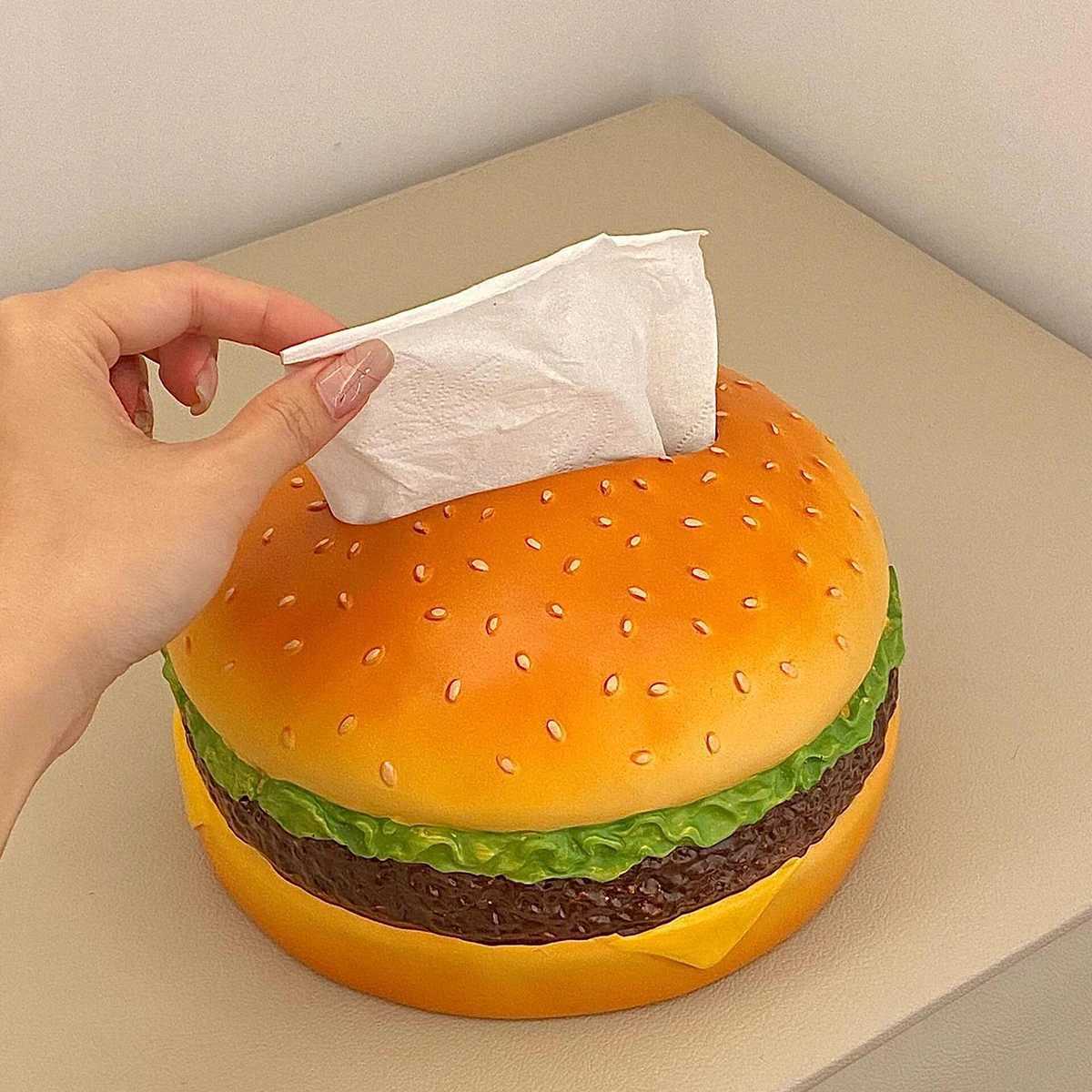Hamburger tissue box creative American retro living room tissue box home fun decoration ornaments napkin holderM251124