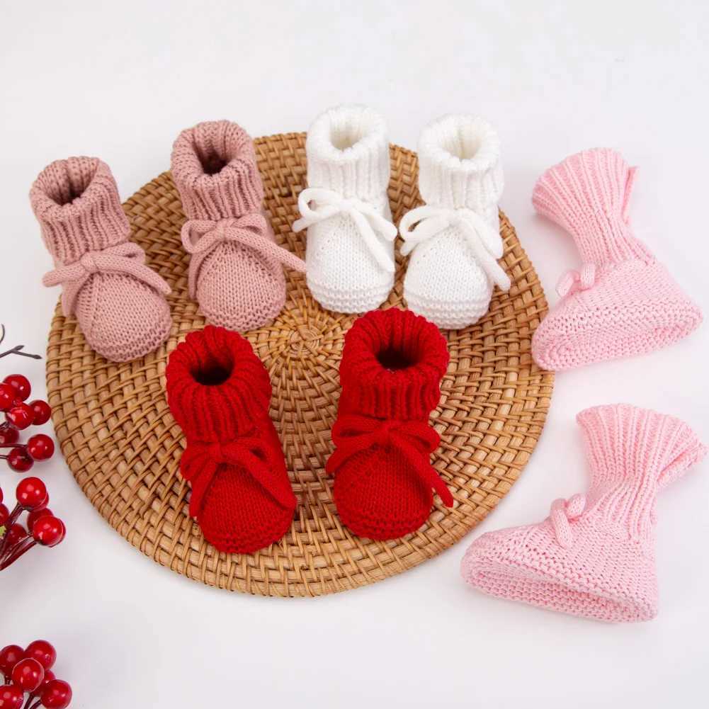 1Pair Newborn Knitted Baby Knee-Length Socks 0-12M Bows Princess Girls Stockings Autumn Winter Handmade Ankle Sock Infant Ch G251124