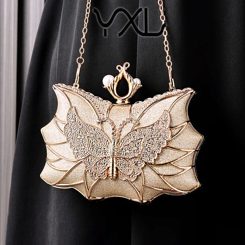Dinner Bag Luxury Banquet Hollow Butterfly Party Bridal Wedding Handbag Fashionable Women S Bag KQ