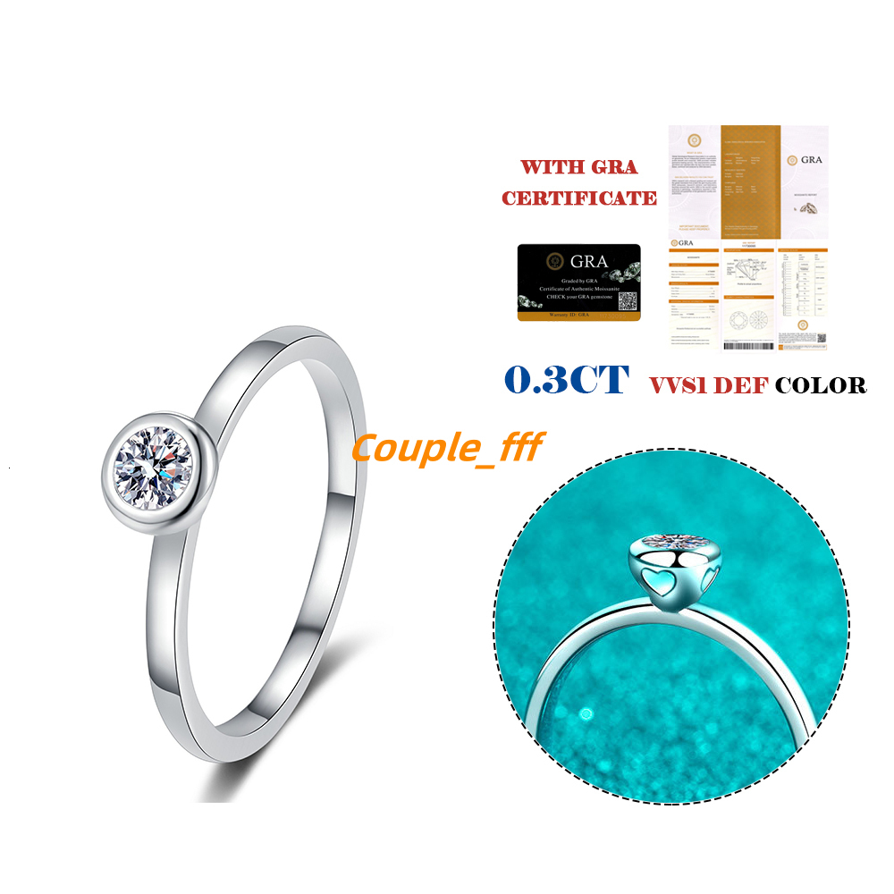 Simple Fashion Jewellery Moissanite Diamond Ring 925 Sterling Silver Solitaire Wedding Band for Women