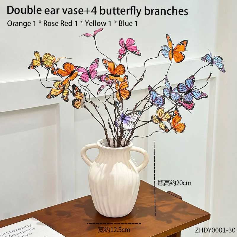 Creative Vase with Butterfly Flower Branches DIY Bouquet Home Living Room Porch Dining Table Wedding Decoration C251124