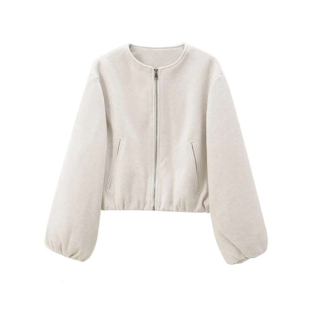 Designer Clothes Designer Clothes XNWMNZ Women's Fashion Autumn/Winter Soft Bomber Jacket Women Retro Round Neck Long Sleeve Elastic Hem Zipper F