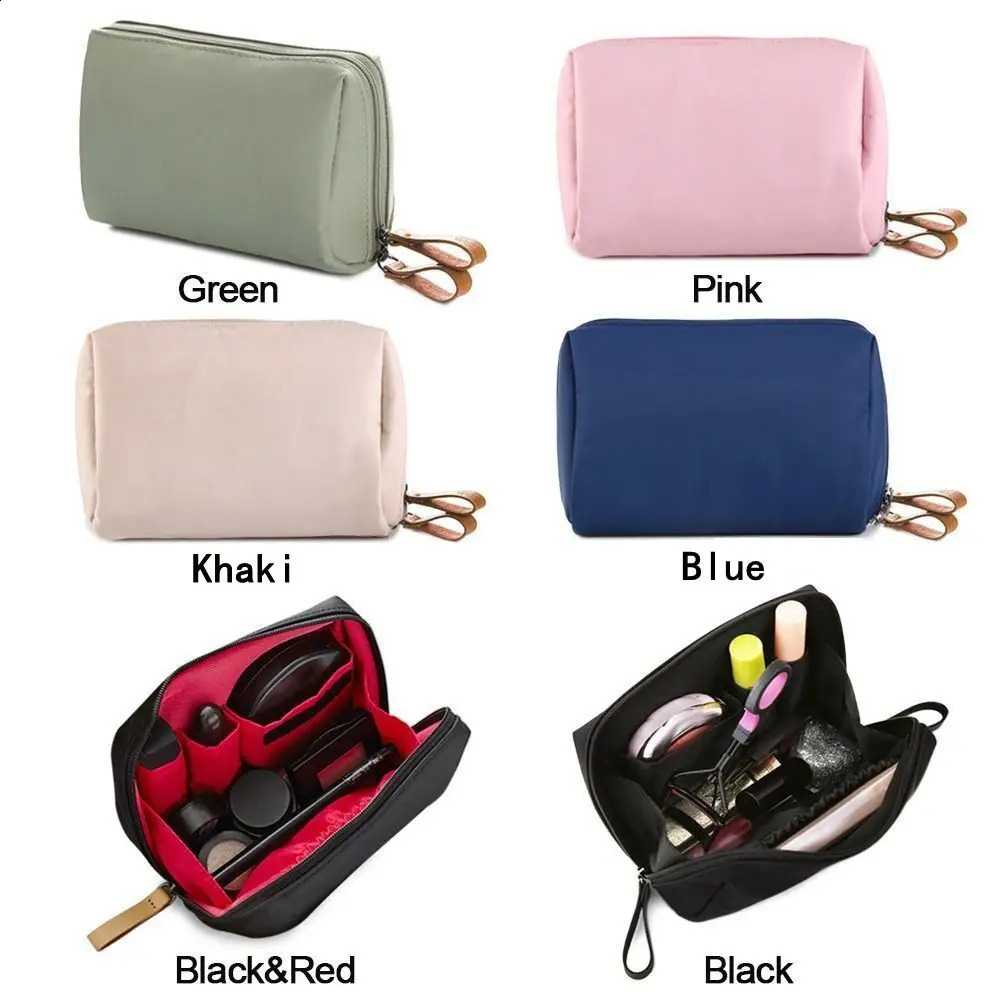 Women Girls Nylon Storage Bag Small Makeup Bag Case with Separate Pouch Travel Cosmetic Pouch Mini Waterproof Handbag R250424