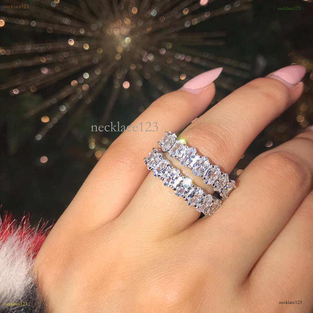 Choucong Top Selg Never Fade Sparkg Jewelry Sterg Sier Princess Cut White Topaz CZ Dia Promise Wedding Bridal Ring Gift