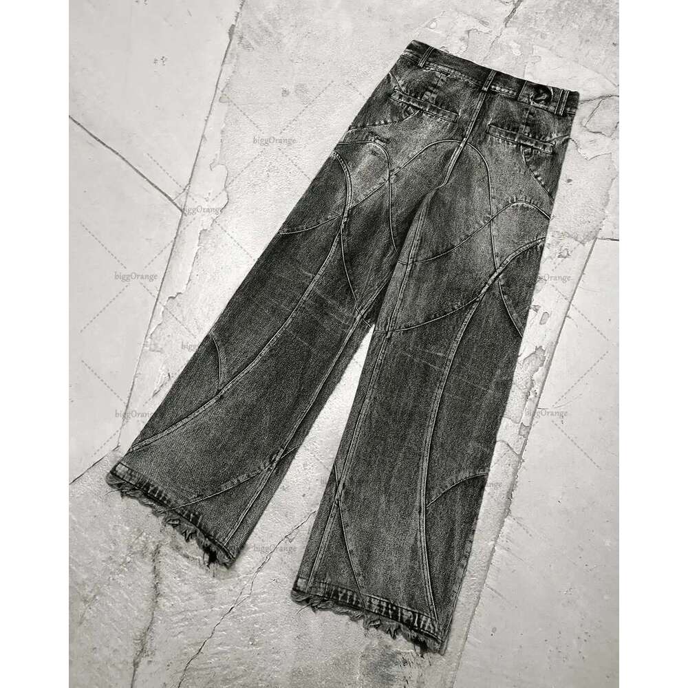 Y2k Destroyed Ing Men's Black Washed Jeans Gothic Style Street Trend Clothing Retro Loose Wide Leg Pants Fall Guys