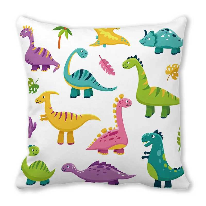 Cute little dinosaur animal Digital printing short plush pillow covers for car sofa office cushion cover home goods G251124
