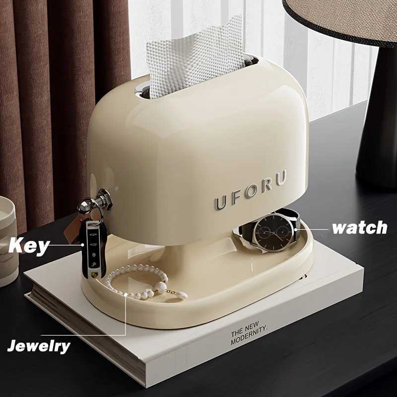 1pc Retro Tissue Box Double-layer Tissue Boxwith Storage Tray Jewelry Watch Organizer Home Living Room Desktop Napkin containerM251124