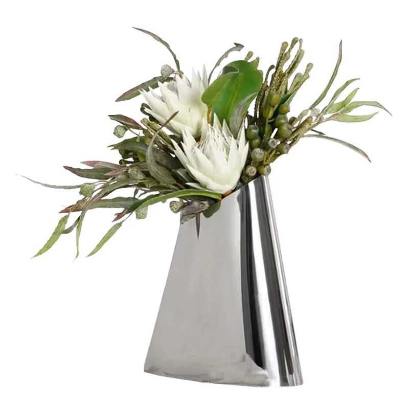 Luxury Cone-shaped Design Stainless Steel Vase Living Room Flower Arrangement Desktop Decoration Home Decor Accessories C251124