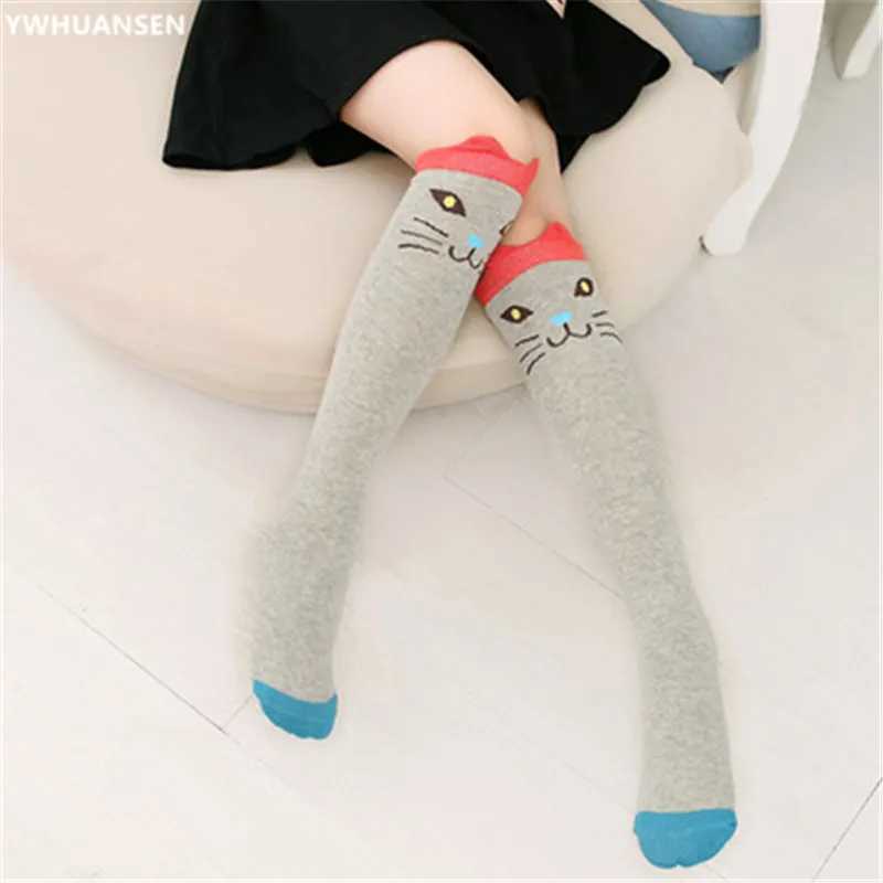 YWHUANSEN 1 Pair 2024 Girls Knee High SOCKS Animal Cotton Knit Over Calf SOCKS for Kids Teens Cute CHIldren SOCKS Spring G251124