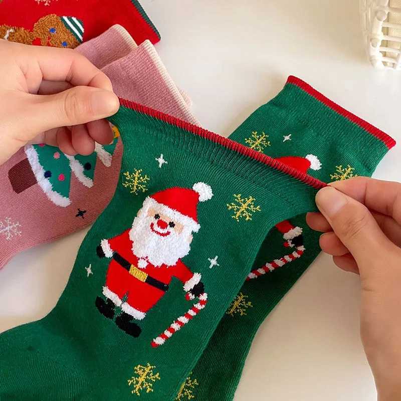 2/4/8 Pairs Children Christmas Socks Cotton Warm Mid-tube Socks For Kids Unisex Knitting Snowflake Elk Stocking Christmas Gift G251124