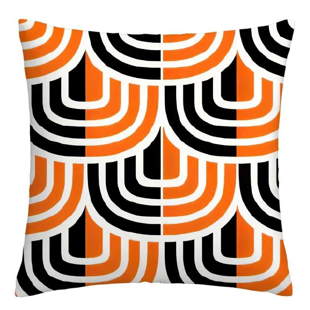 Orange yellow geometric throw pillow cover with short plush print for living room sofa decoration cushion cover pillow covers G251124