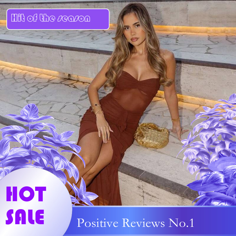 Dongdumaoyi Townlike Maxi Long Pleated Slim Bodycon Dress Women Strapless Halter Summer Split Backless Sexy Party Dresses