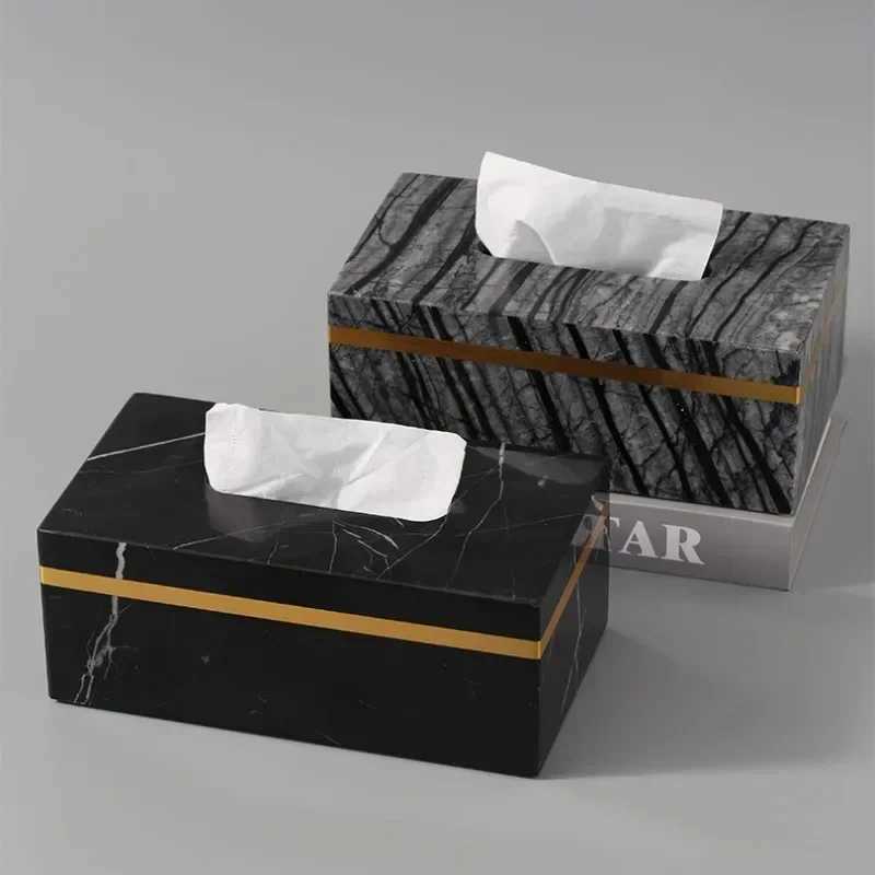 Nordic Modern Natural Marble Tissue Box Rectangular Light Luxury Paper Box Home Hotel Model Room Ornaments Creative CraftsM251124