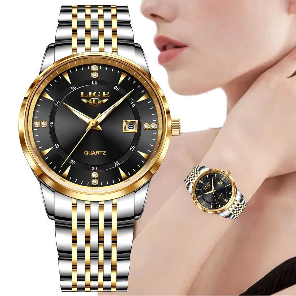 LIGE Fashion Womens Watch Top Waterproof Quartz Casual Sports Date Chronograph Monthly 250417