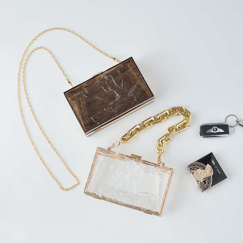Dinner Bag New Ice Cracked Acrylic Transparent Popular Dinner Fashion Versatile Handheld Bag Female KQ