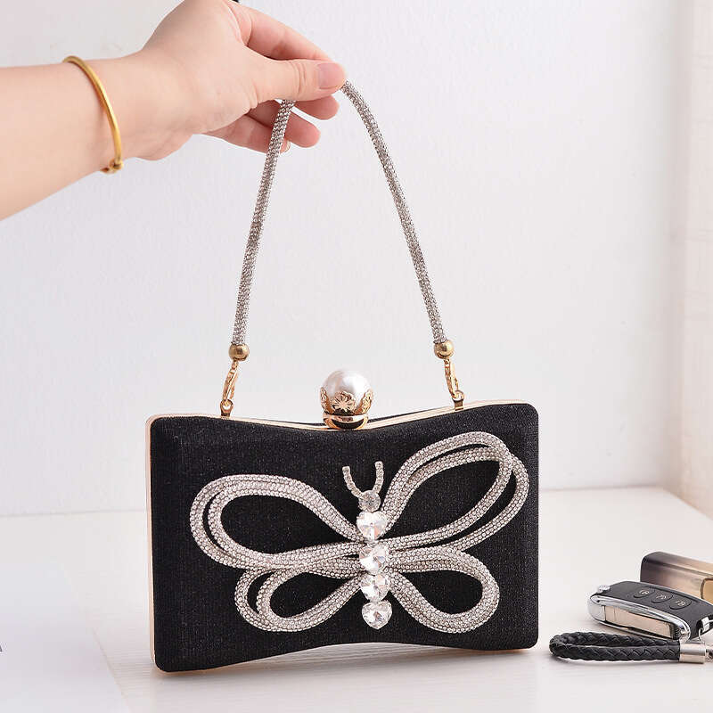 Dinner Bag Black Versatile Style Dress Bow Banquet Handheld Oblique Straddle Bag Chaozhou KQ
