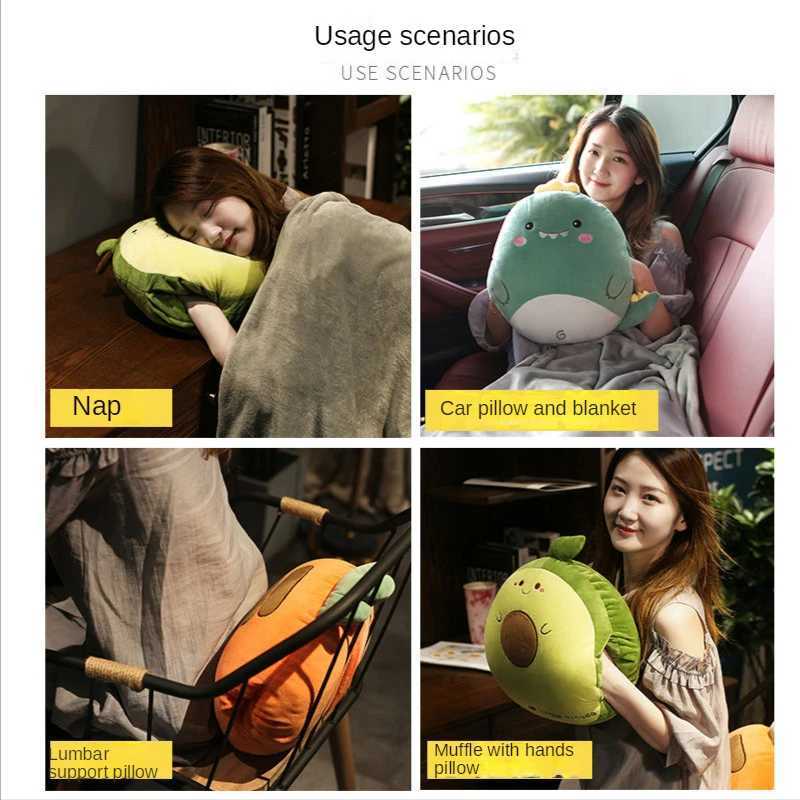 3 In1 Stuffed Hand Warmer Bag Animal Pillow Blanket Cute Cushion Blanket Home Car Travel Pillow for CHIldren Girl Gift G251124