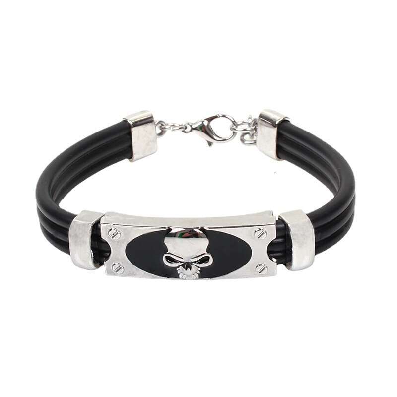 Electroplated Alloy Skull Punk Style Leather Rope Weaving Boutique Bracelet Yiwu Jewelry Products
