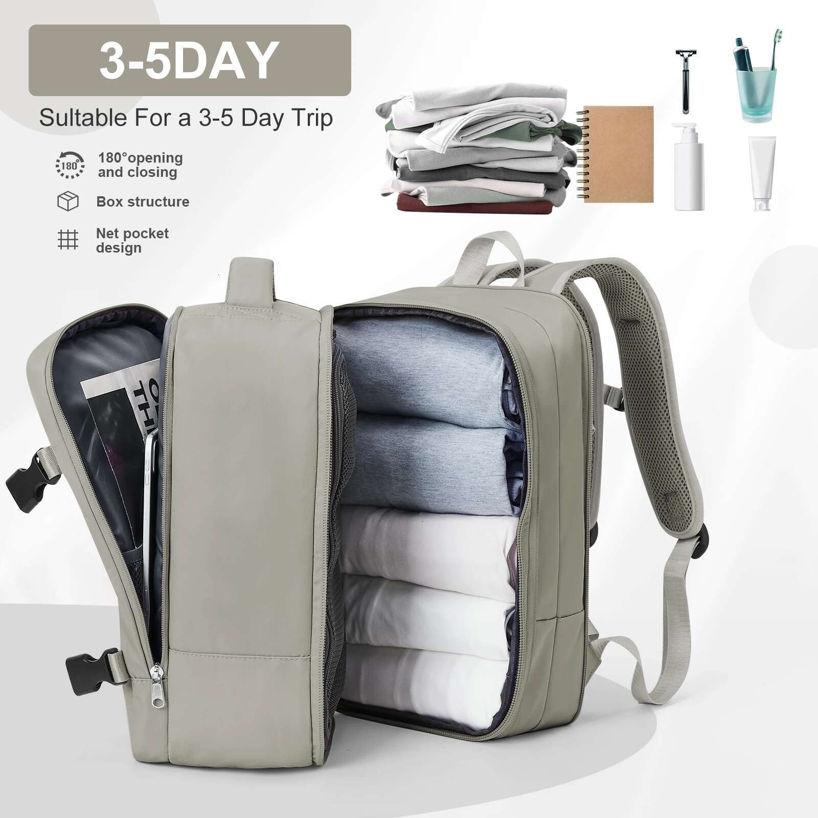 Likros Travel Cabin Bag 40X20x25 Ryanair Flight Carry On, Expandable Anti-Theft Laptop Backpack For Women Men