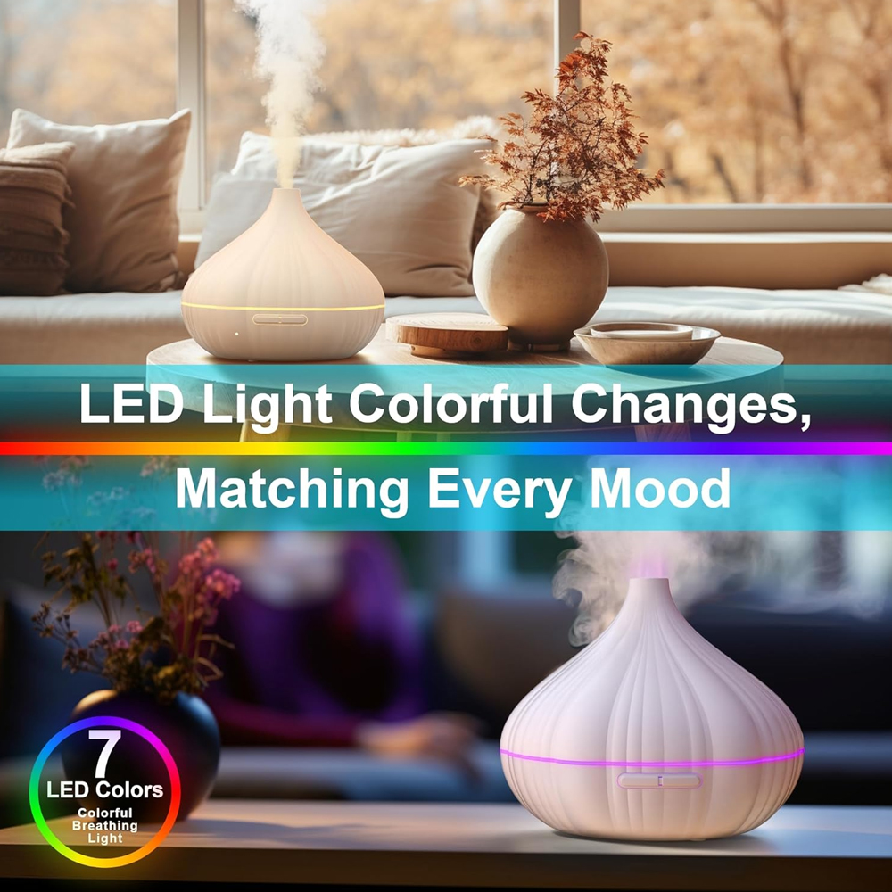 Essential Oil Diffuser, 550ml Scent Diffuser with waterless auto Off and Timer Functions, Mist humidifier with Lighting, eco-Fri