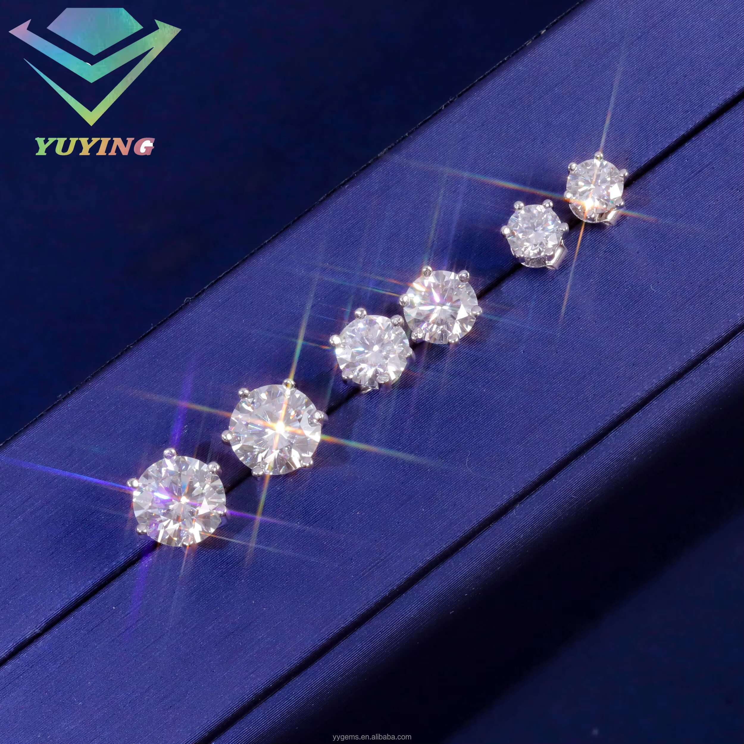 Wholesale 4mm-8mm Moissanite Stud 925 Sterling Silver 19K Gold Plated Jewelry GRA VVS Moissanite Diamond Earring for Men Women
