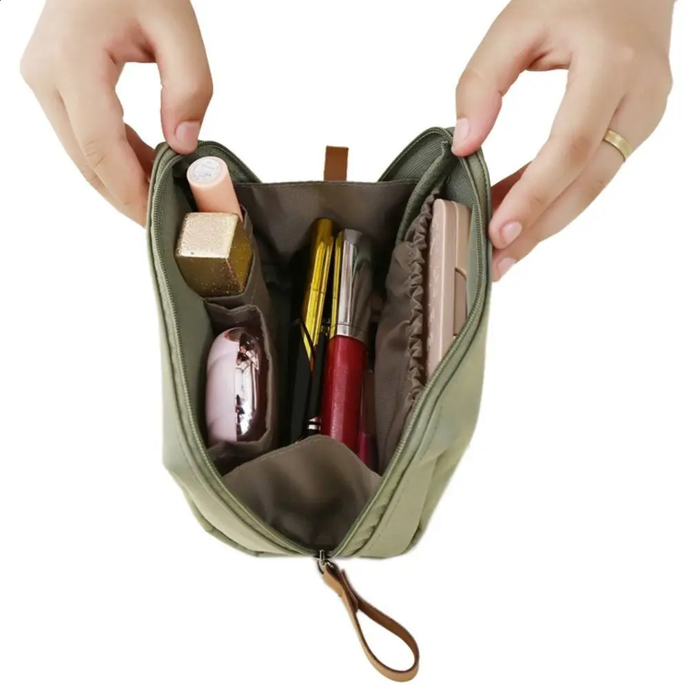 Women Girls Nylon Storage Bag Small Makeup Bag Case with Separate Pouch Travel Cosmetic Pouch Mini Waterproof Handbag R250424