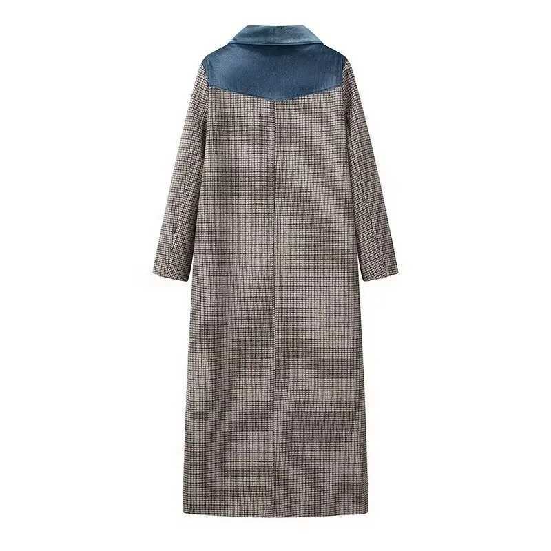 Autumn new womens clothing fashionable temperament versatile casual long plaid woolen coat J251124