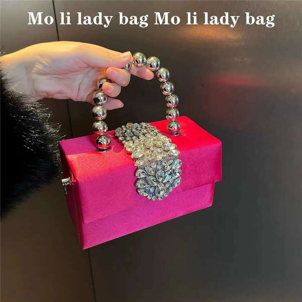Designer Bag 2025 Designer Bag 2025 Women Satin Handbag Square Crystal Shiny Rhinestones Dia Evening Wedding Party Clutch Purse Crossbody Bag Luxury B