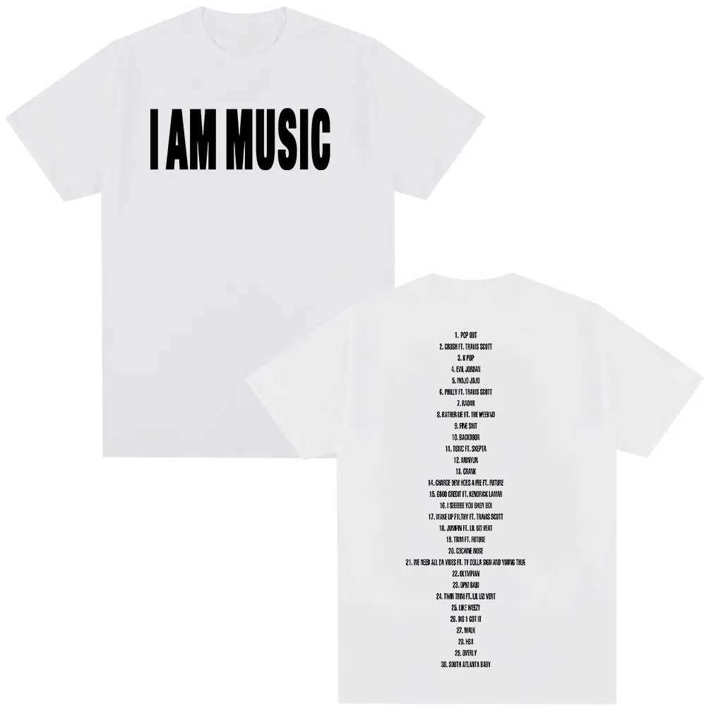 Playboi Carti I AM MUSIC new album 2025 T-shirt mens retro fashion short Sve T-shirt cotton casual oversized T-shirt top w250424