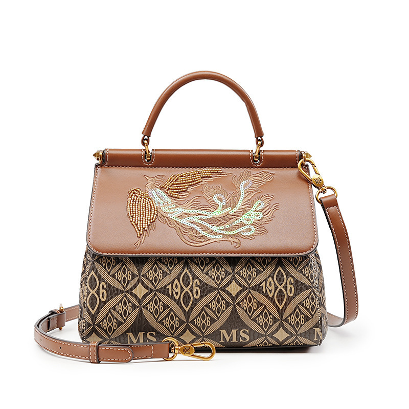 Chinese Style Embroidered Bag Women S High End Temperament Middle Aged Mother Handbag Light Luxury Versatile Single Shoulder Crossbody Bag Tote Bag