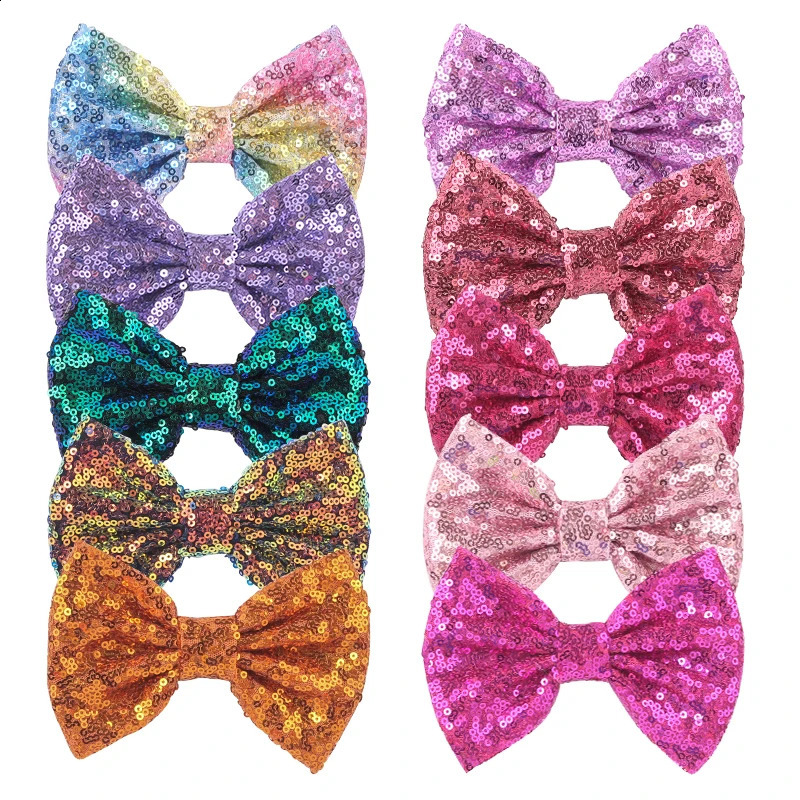 12Pcs/Lot 5 Glitter Big Barrettes Sequins Hair Bow Without/With Clips Chic Messy DIY Hair Accessories For Mouse Ears Headband 250417