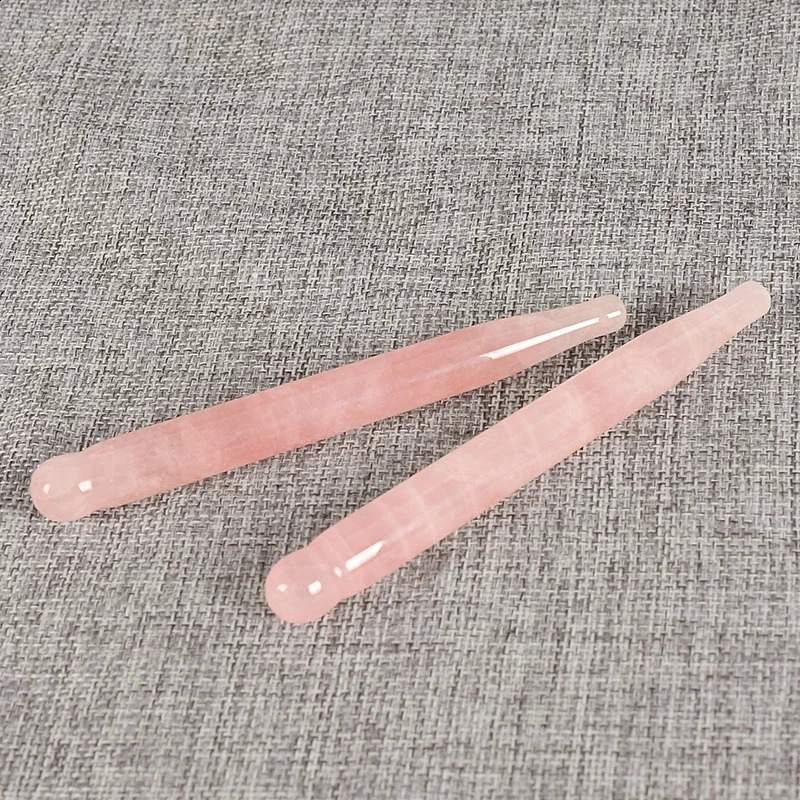 2Pcs Massage Eye Sticker Natural Rose Quartz Face Body Crystal Mineral Stone Massager Health Skin Care Gua Sha Tool Wand 250418