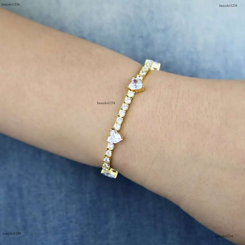 New arrival 6mm Mini Heart Love with 2.5mm round Zircon Tennis bracelet Elegant bracelet Hip Hop Ice Out VVS Moissamite Ladies Party Gift Wholesale je