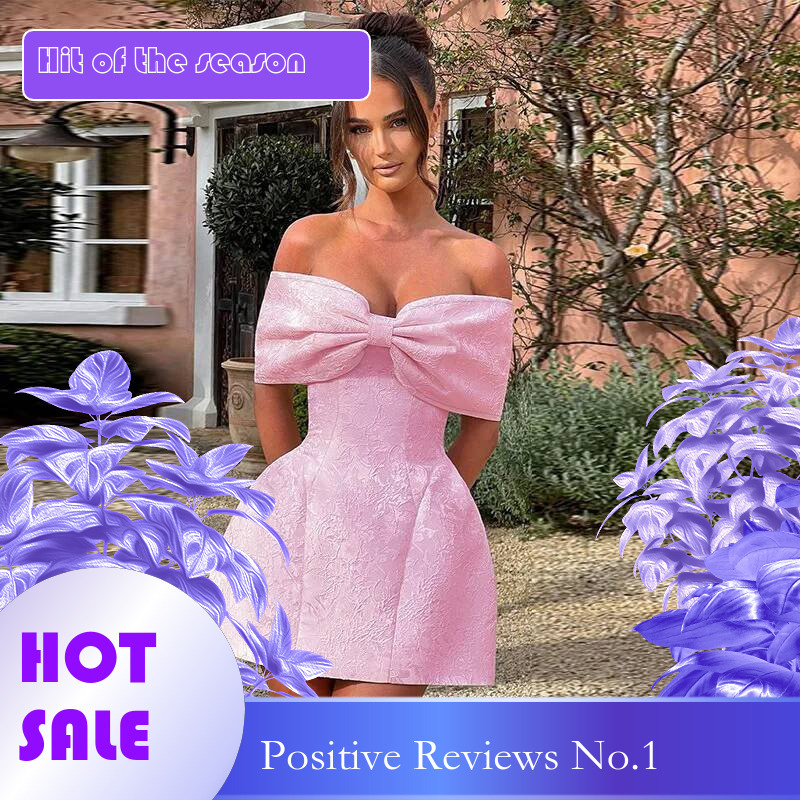 Dongdumaoyi Townlike Jacquard Elegant Waist Wrap A Line Dress Women Mini Spring Summer Bow Backless Sexy Party Dresses