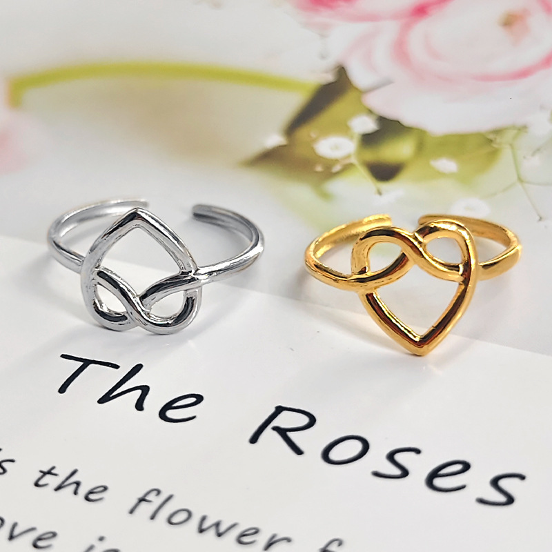 Top Source Design: Open Titanium Steel Knot Heart shaped Ring, Simple Ins Cold Wind Ring