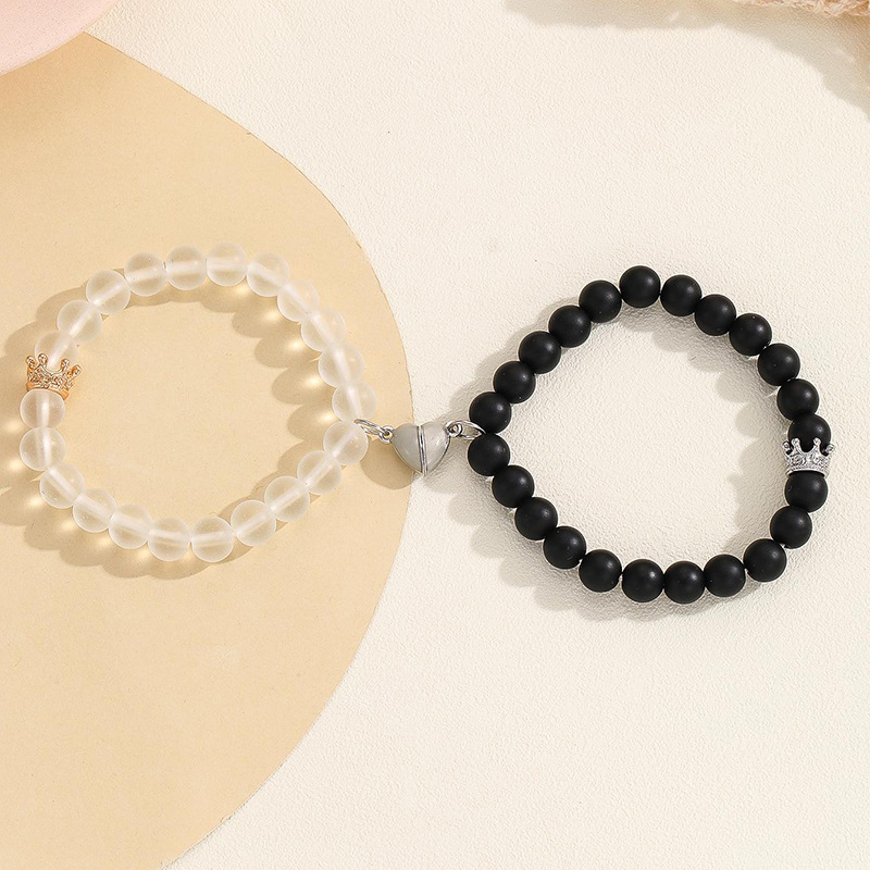 2Pcs Heart Magent Glow in the Dark Handmade Bead BFF Bracelets Lover Bracelets Best Gift for You