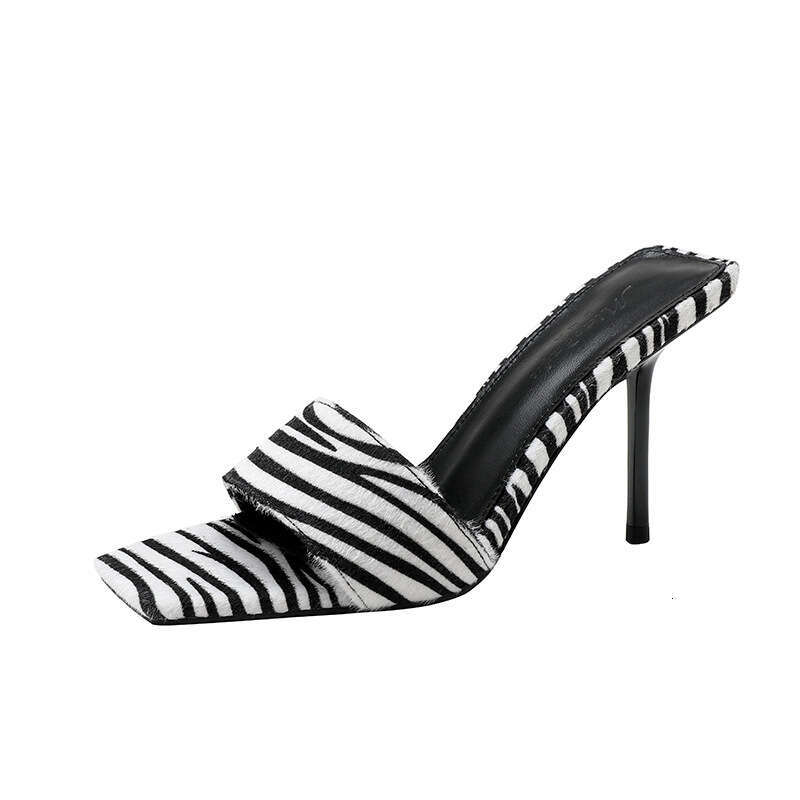 Woman Sandals Sexy Velvet One Belt Cool Slippers For Women Summer New Fashion Sandals Versatile Outerwear Open Toed High Heels