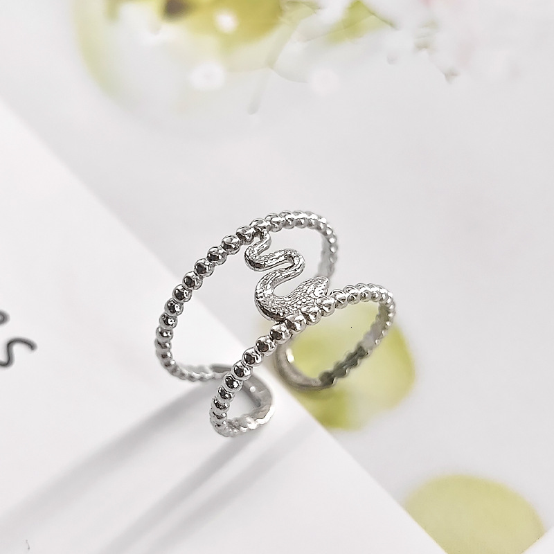Top Source Serpentine Titanium for Women, Non fading, Open mouth Personalized Stainless Steel Ring