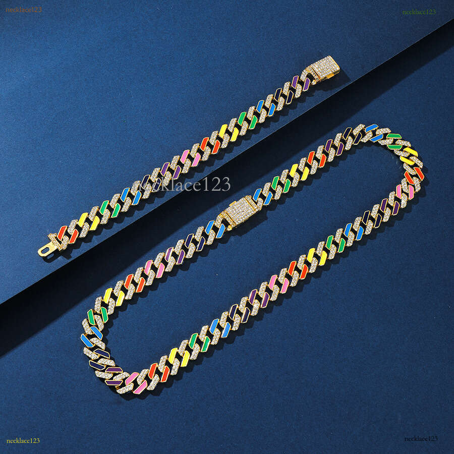 Hot selling fashion men geometric inlaid ice out VVS Moissanite Cuban men and women domineer rap necklace hip-hop collarbone chain Free delivery