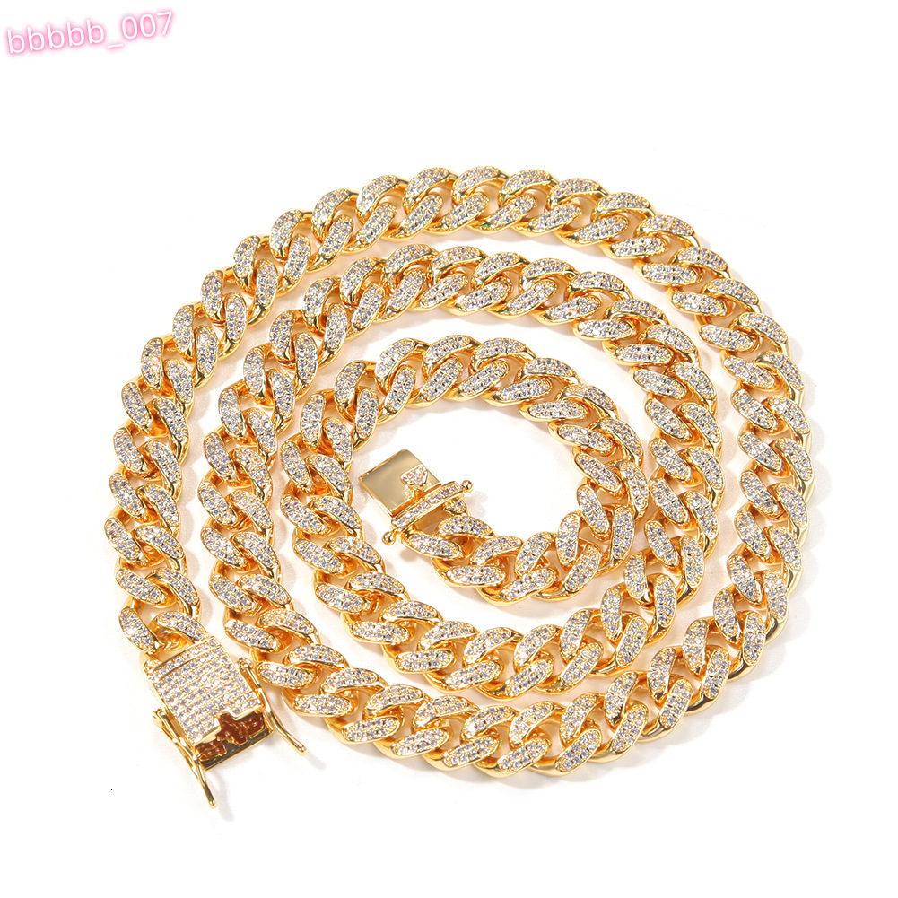 Fashion Iced 10mm Cuban Link Chain Necklace Bracelet Trendy Hiphop CZ Cubic Zirconia Diamond for Women Men Wholesale Brass