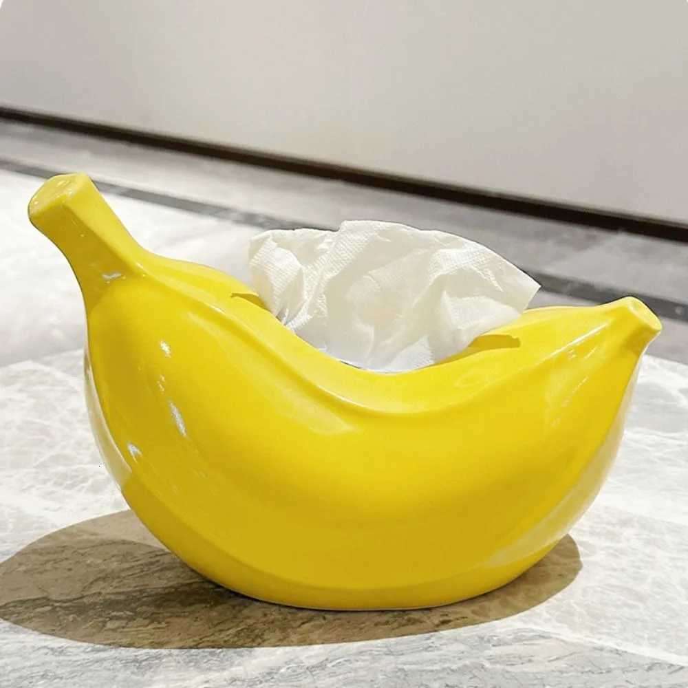 Creative Ceramics Banana Tissue Box Exquisite Modern Stylish Napkin Storage Box Household Facial Paper Organizer BedroomM251124
