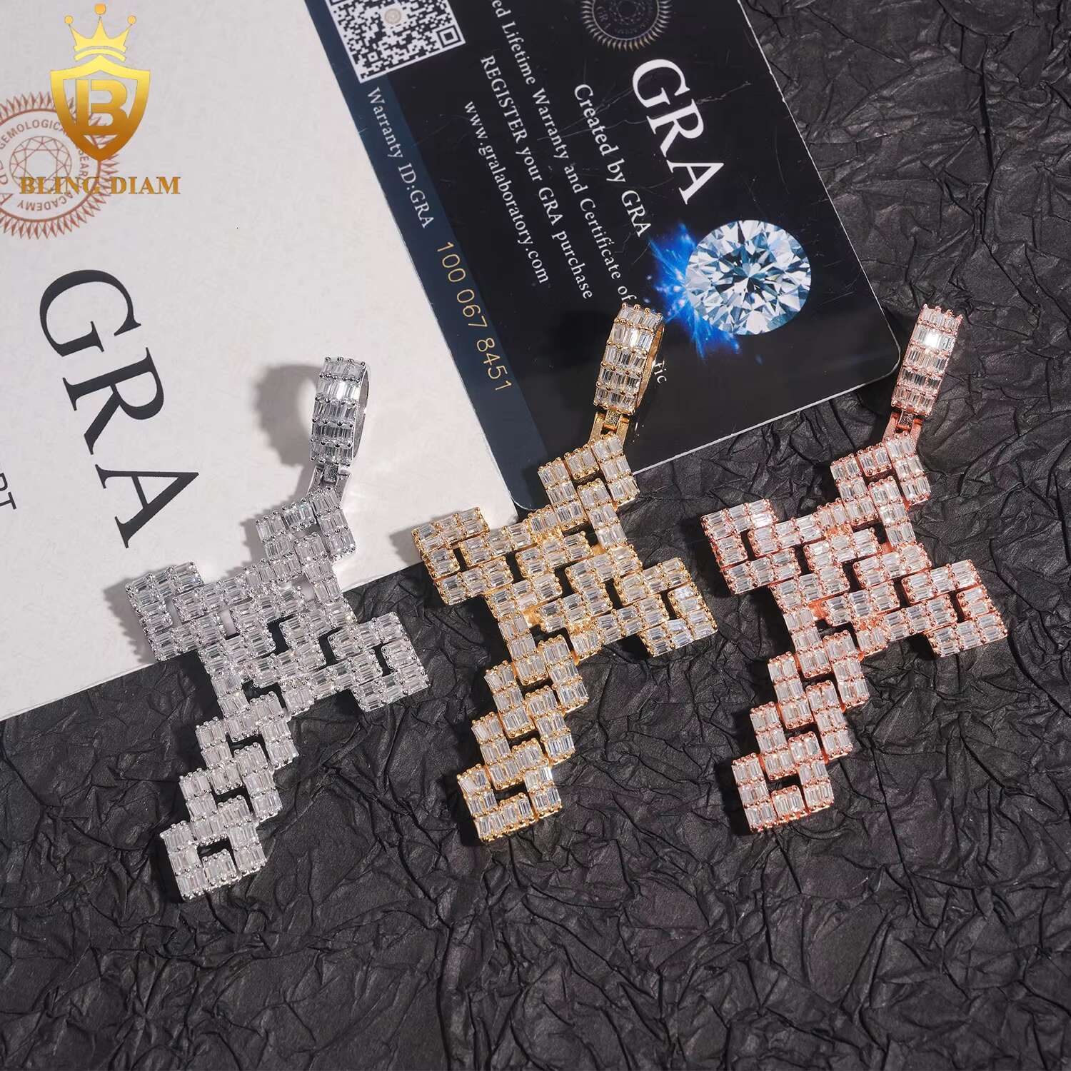 Hip Hop Jewelry 925 Sterling Silver Iced Out Vvs Moissanite Multi Style Collection Random Cross Pendant Charms
