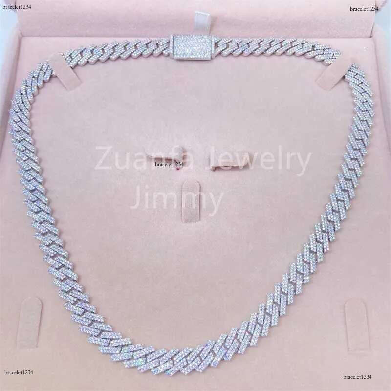 Custom Made Solid Back 10mm Width Necklace Jewelry S Pass Dia Tester Flawless Moissanite Man