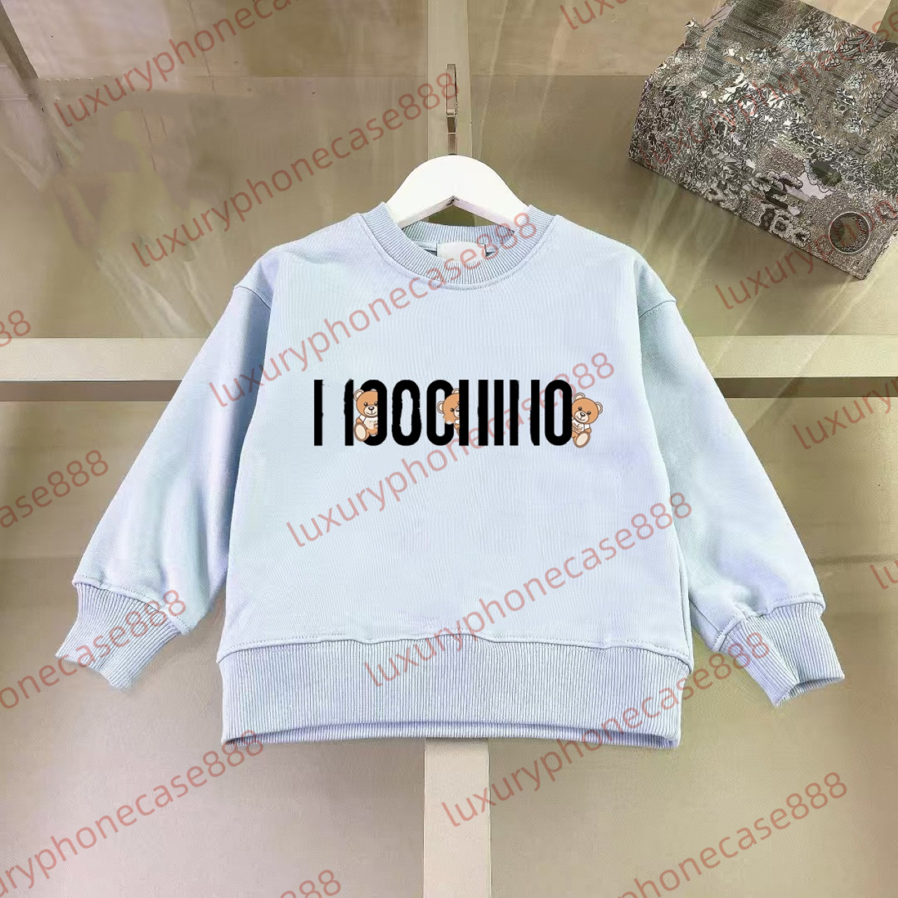 kids designer clothes Multi colored M-letter printing bear Pure cotton pullover For Kid Designers Outdoor leisure in spring and autumn Kids Clothing kids tracksuit